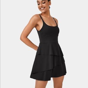 Halara Tiered 2-in-1 Ruffle Adjustable Straps Pocket Sports Dress-XL
